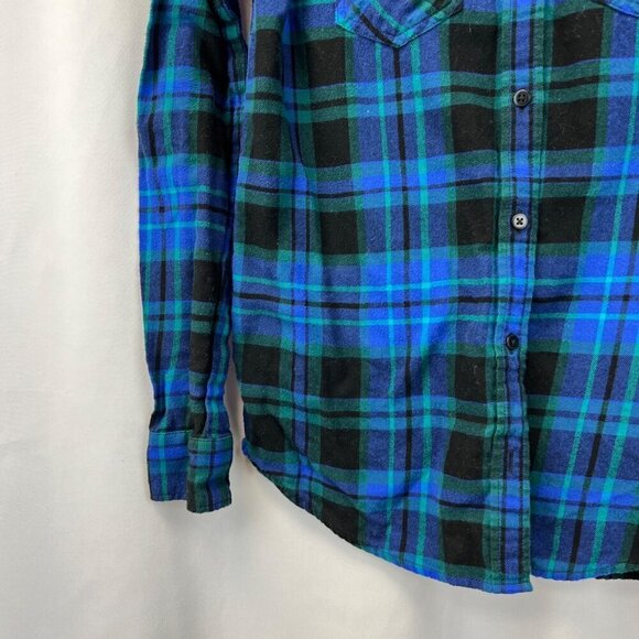 Express Womens Boyfriend Long Sleeve Button Down Top Multicolor Plaid size XXS - Picture 5 of 9